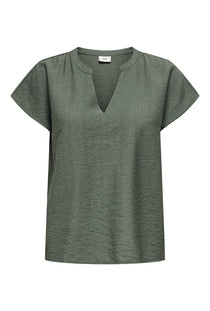 Front image of the Jdy pepper s/s top in olive, by brand Jacqueline de yong
