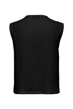 Back image of the Turbo s/l waistcoat in black, by brand Jacqueline de yong