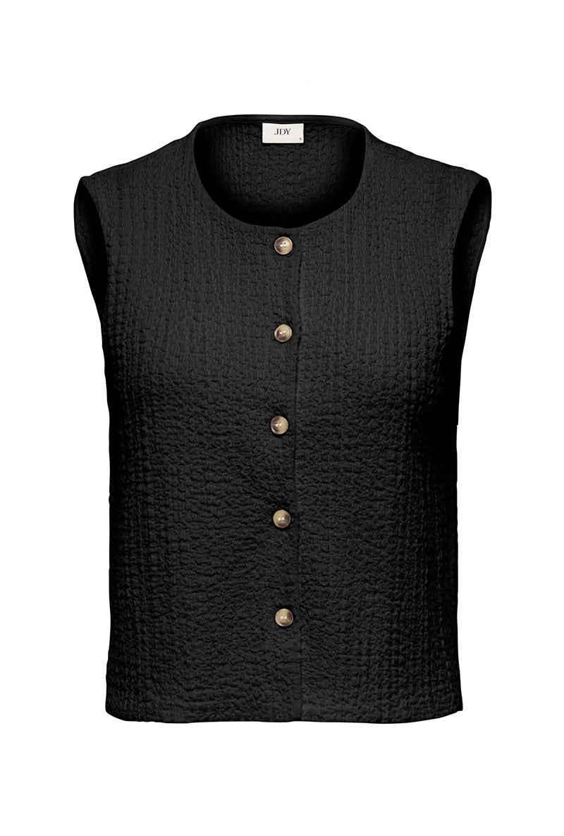 Front image of Turbo s/l waistcoat in black, by brand Jacqueline de yong