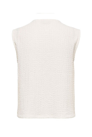 Back image of the Turbo s/l waistcoat in off white, by brand Jacqueline de yong