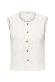 Front image of the Turbo s/l waistcoat in off white, by brand Jacqueline de yong