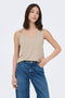 Front image of a model wearing Uffa s/l top in beige, by brand Jacqueline de yong