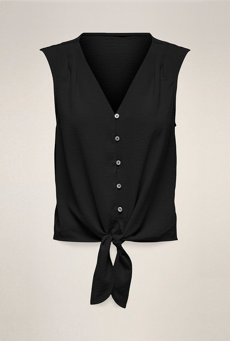 Front image of Violet life s/l knot top in black, by brand Jacqueline de yong