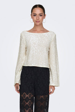 JDY SARA LS BOW SEQUINS TOP