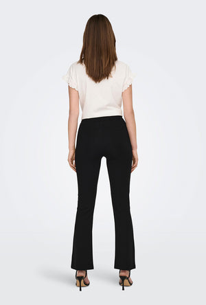 JDY high waisted flared trousers in black