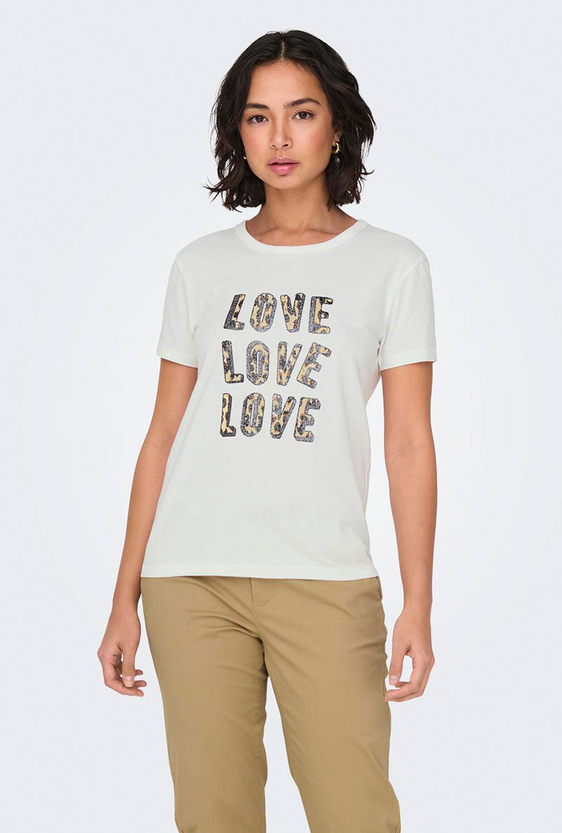 JDY MICHIGAN 3 X LOVE SS PRINT TEE