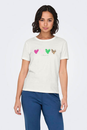 JDY MICHIGAN 3X HEART SS TEE