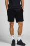Front image of a model wearing Gordon bradley sweat shorts in black, by brand Jack&jones
