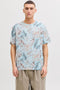 Front image of a model wearing Honolulu aop ss tee in blue, by brand Jack&jones