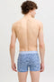 Back image of a model wearing the Jake lemon trunks in navy, by brand Jack&jones
