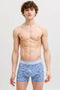 Front image of a model wearing Jake lemon trunks in navy, by brand Jack&jones