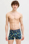 Front image of a model wearing the Jake lemon trunks in navy, by brand Jack&jones