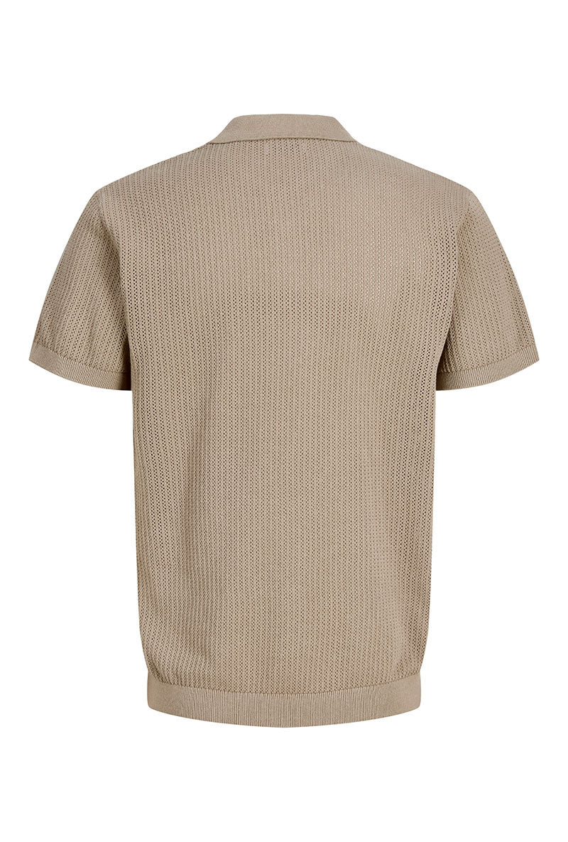Back image of Jess knit polo in stone, by brand Jack&jones
