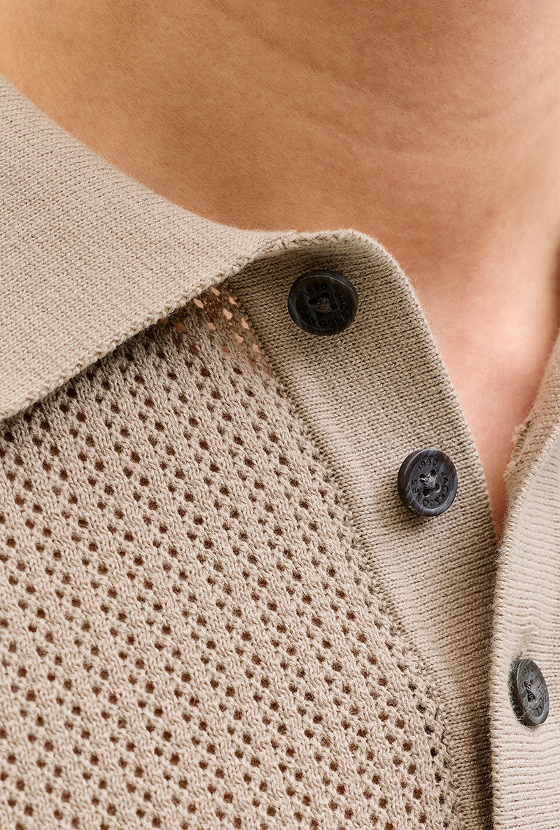 Detail image of Jess knit polo in stone, by brand Jack&jones