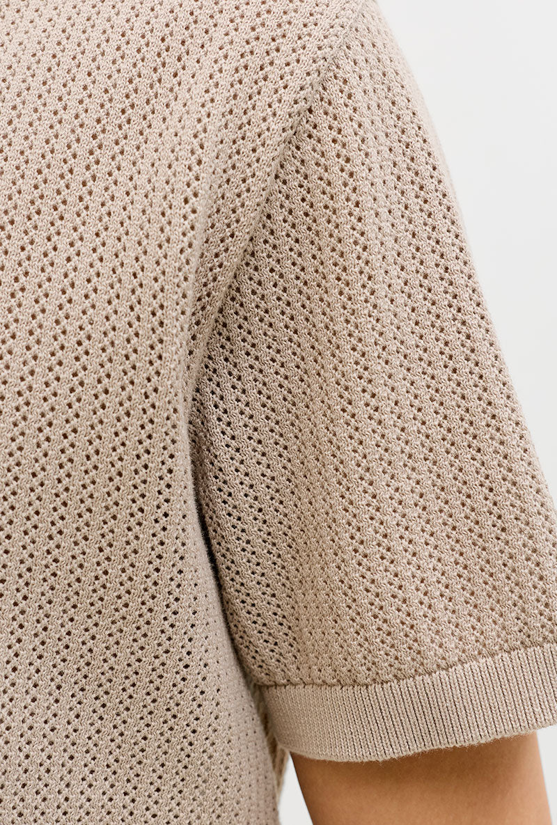 Detail image of Jess knit polo in stone, by brand Jack&jones