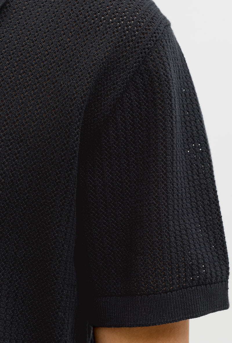 Detail image of Jess knit polo in black, by brand Jack&jones