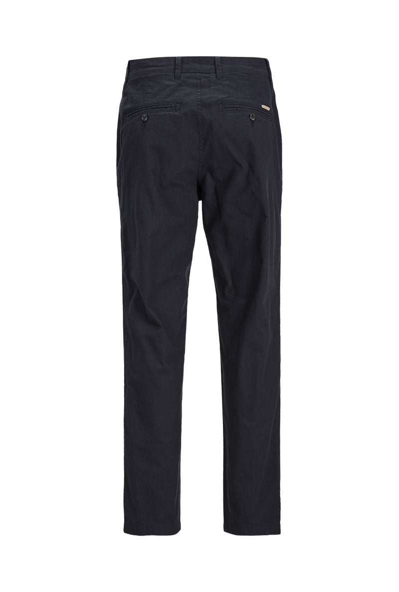Back image of Jack and jones tace linen blend trousers in black, by brand Jack&jones