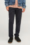 Front image of a model wearing Jack and jones tace linen blend trousers in black, by brand Jack&jones