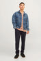 Front image of a model wearing the Jack and jones tace linen blend trousers in black, by brand Jack&jones