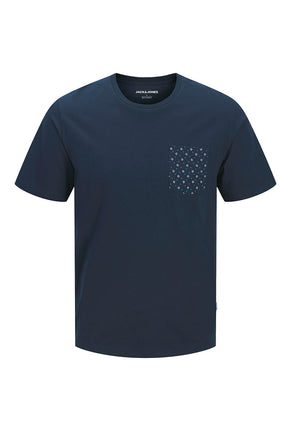 Front image of Matheo s/s tee in navy, by brand Jack&jones