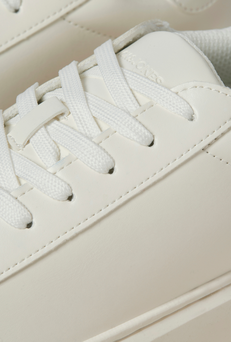 Front detail image  of Jack and jones aspire cupsole sneaker in white, by brand Jack&jones