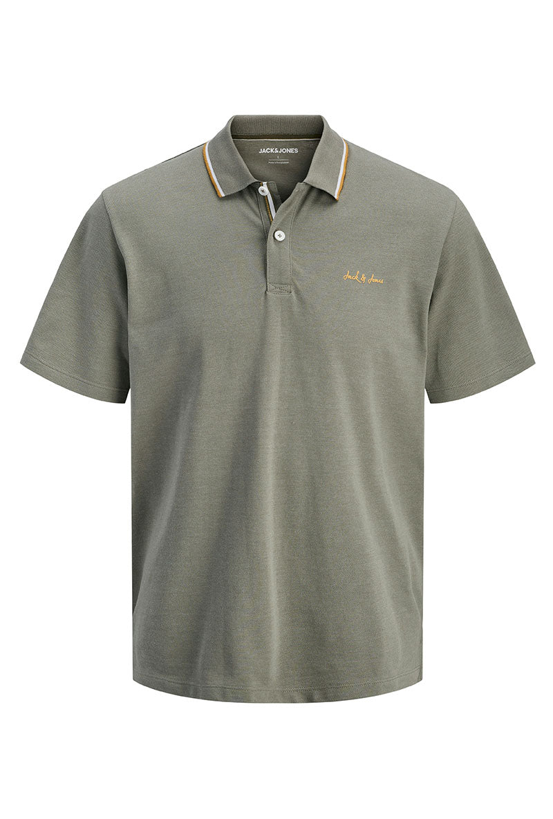 Front image of Blaze s/s polo in green, by brand Jack&jones