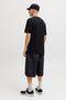 Back image of a model wearing the Indiana tee ss crew neck in black, by brand Jack&jones
