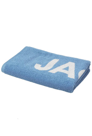 Front image of the Logo beach towel in blue, by brand Jack&jones
