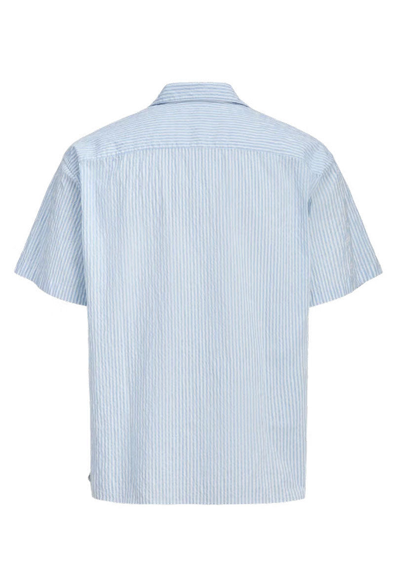 Back image of Milo seersucker resort shirt in light blue, by brand Jack&jones