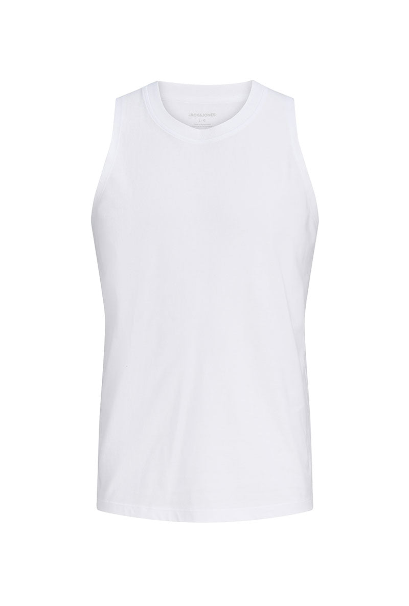 Front image of Sunset back print sleeveless tshirt in white, by brand Jack&jones