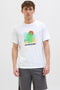 Front image of a model wearing Jack and jones barbados tee in white, by brand Jack&jones