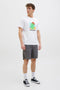 Front image of a model wearing the Jack and jones barbados tee in white, by brand Jack&jones