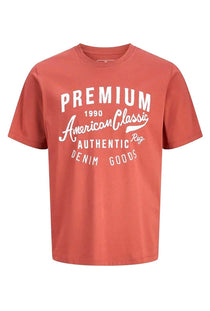 Front image of the Blu alex ss tee in red, by brand Jack&jones