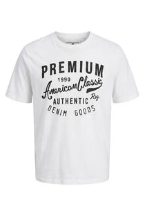 Front image of the Blu alex ss tee in white, by brand Jack&jones