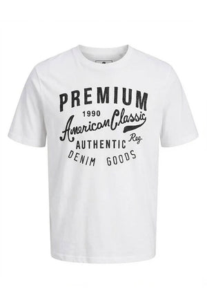 Front image of the Blu alex ss tee in white, by brand Jack&jones
