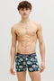 Front image of a model wearing the Kingston skull 3pk trunks in multi, by brand Jack&jones