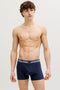 Front image of a model wearing the Kingston skull 3pk trunks in multi, by brand Jack&jones