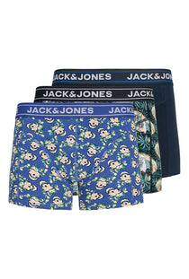 Front image of the Kingston skull 3pk trunks in multi, by brand Jack&jones