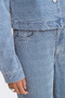 Detail image of a model wearing the Jdy nico structure hw wide jeans in blue, by brand Jacqueline de yong