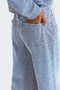 Detail image of a model wearing the Jdy nico structure hw wide jeans in blue, by brand Jacqueline de yong
