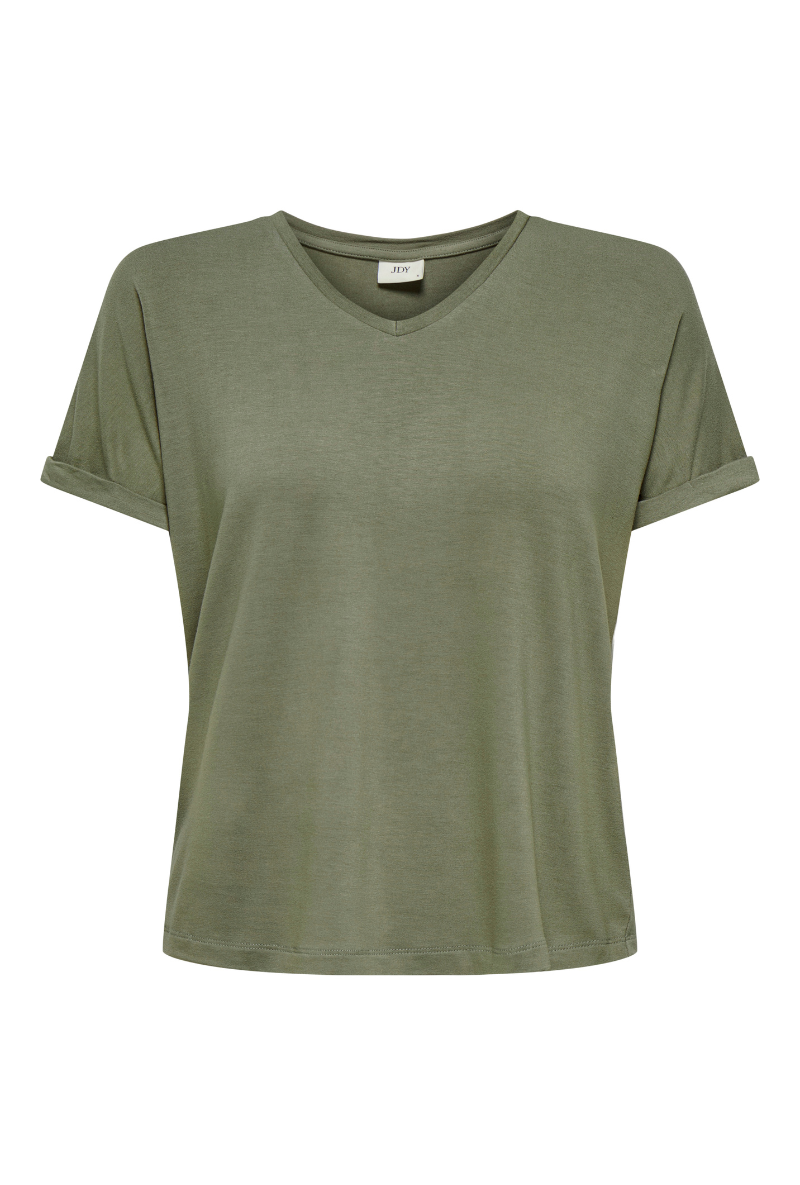 Product image of Jdy sissy s/s vneck top in khaki, by brand Jacqueline de yong