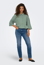 Image of JDY THEIS LIFE 3/4 CROP SHIRT in sage, by brand JACQUELINE DE YONG