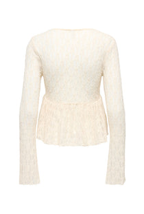 Back image of the Laya lace cardigan in cream, by brand Only