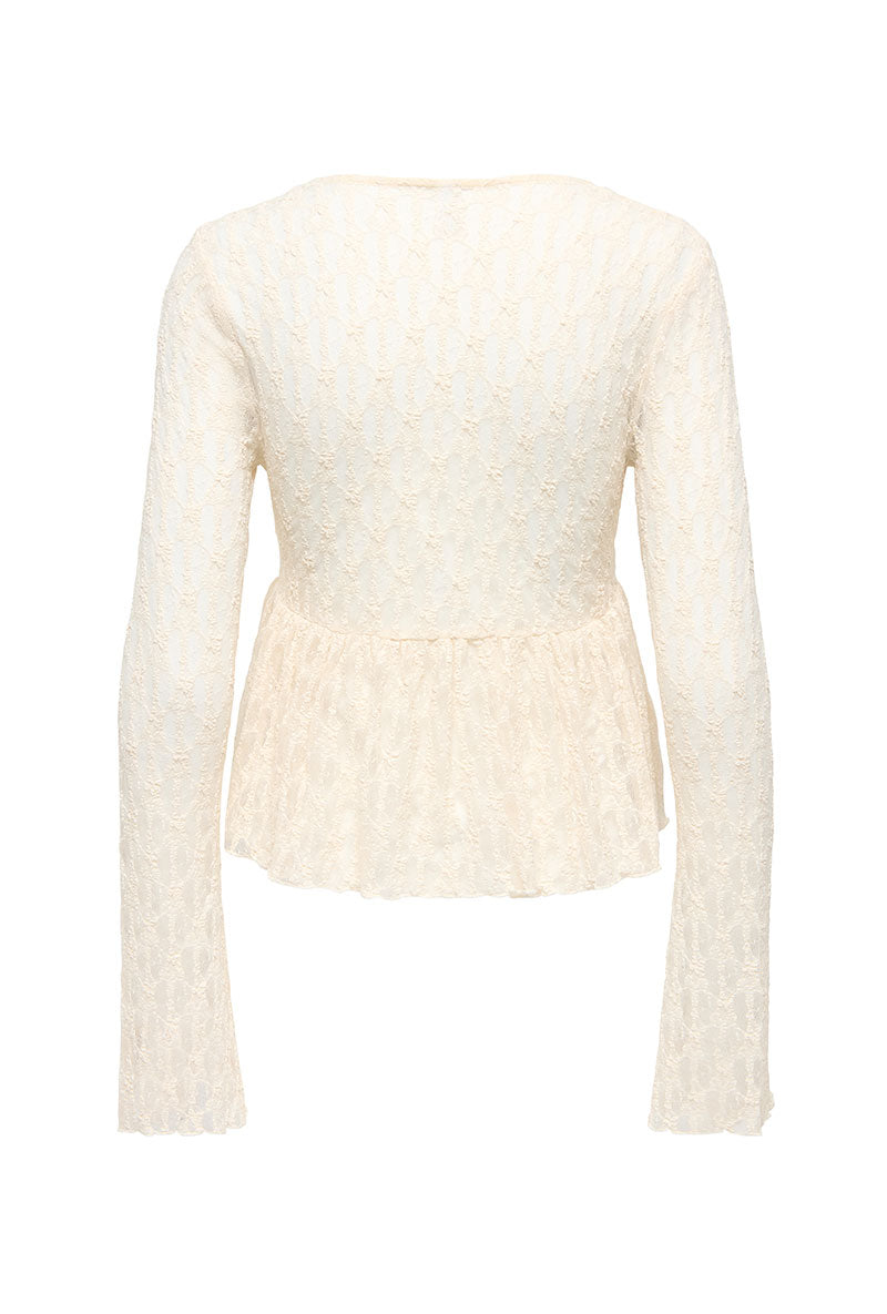Back image of Laya lace cardigan in cream, by brand Only