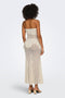 Back image of a model wearing the Laya lace long skirt in cream, by brand Only
