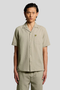 Front image of the Crinkle resort shirt in stone, by brand Lyle and scott