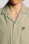 Front image of the Crinkle resort shirt in stone, by brand Lyle and scott