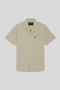 Front image of the Crinkle resort shirt in stone, by brand Lyle and scott