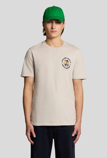 Front image of the Nature graphic tee in beige, by brand Lyle and scott