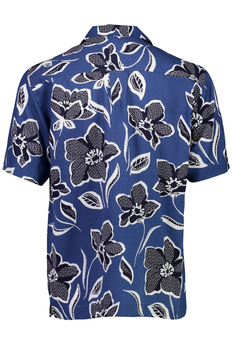 Back image of Aop lyocell s/s shirt in blue, by brand Lindbergh